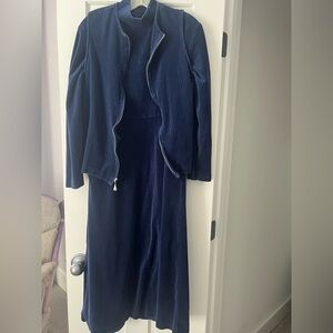 Blue Coldwater Creek velvet dress and vest